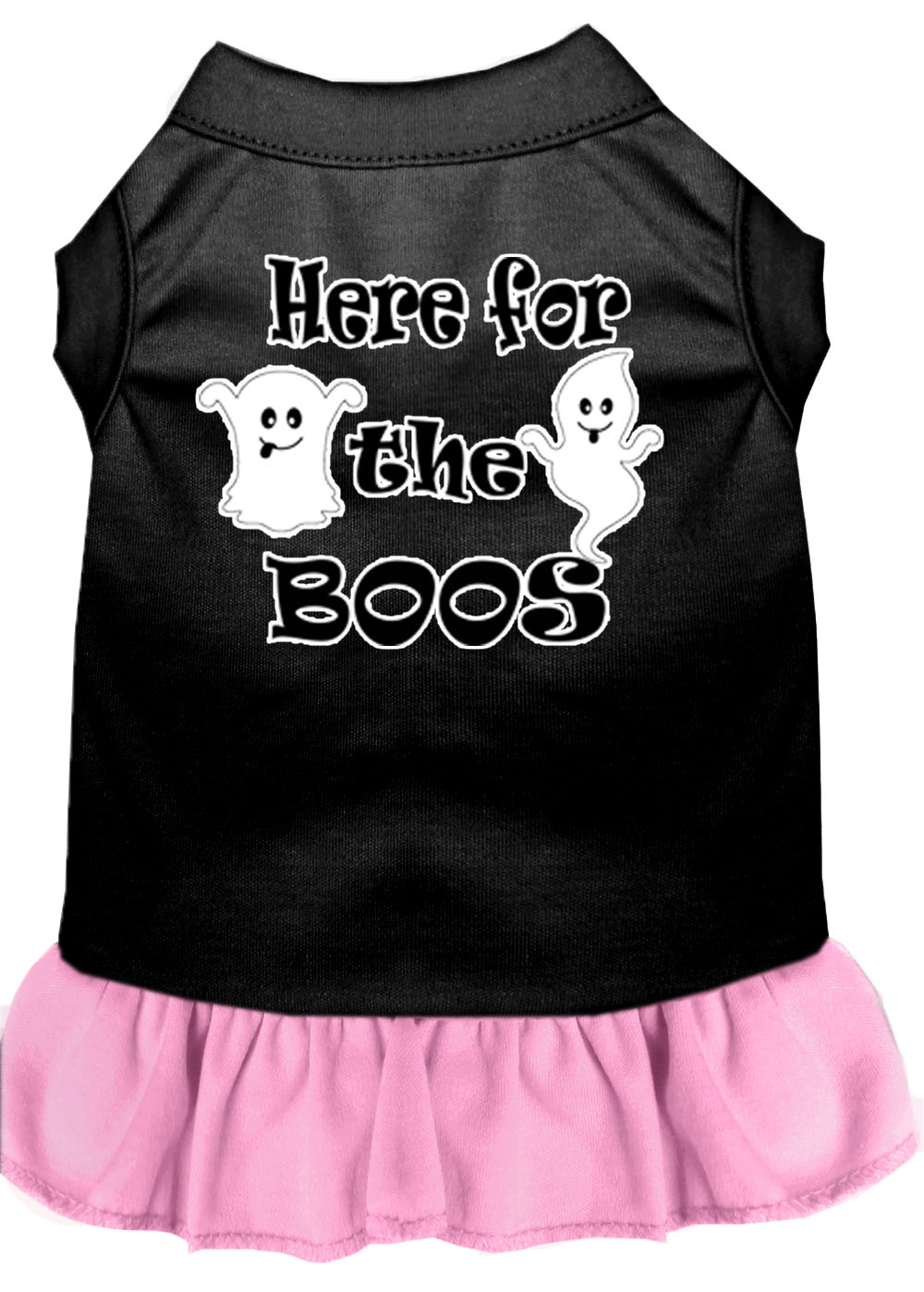 Here for the Boos Screen Print Dog Dress Black with Light Pink Med
